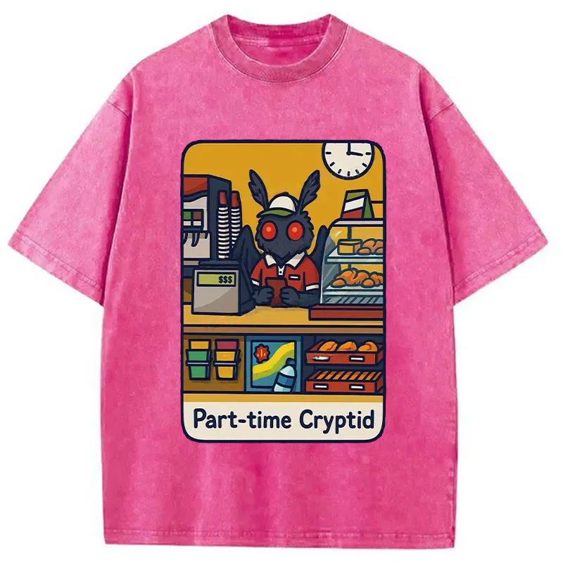 Modecanvas Working Mothman Washed T-Shirt-modecanvas