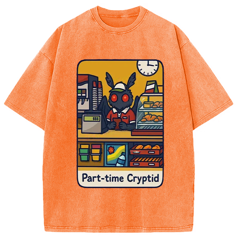 Modecanvas Working Mothman Washed T-Shirt-modecanvas