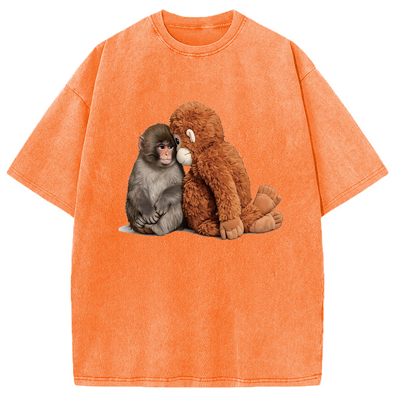 Modecanvas Plush Monkey DTG Printing Washed T-Shirt