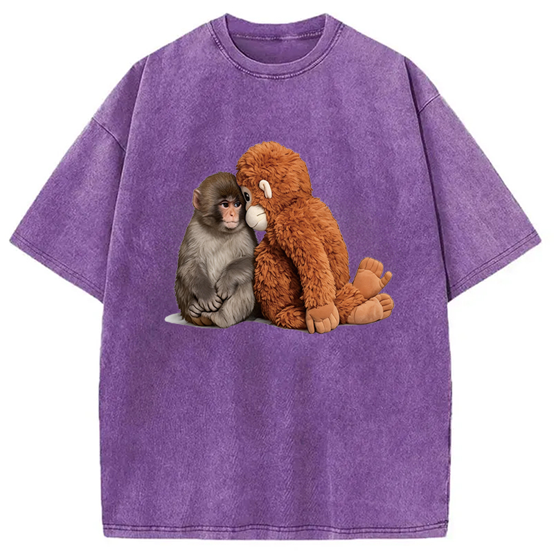 Modecanvas Plush Monkey DTG Printing Washed T-Shirt