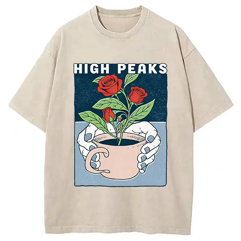 Modecanvas Planted Flower DTG Printing Washed T-Shirt