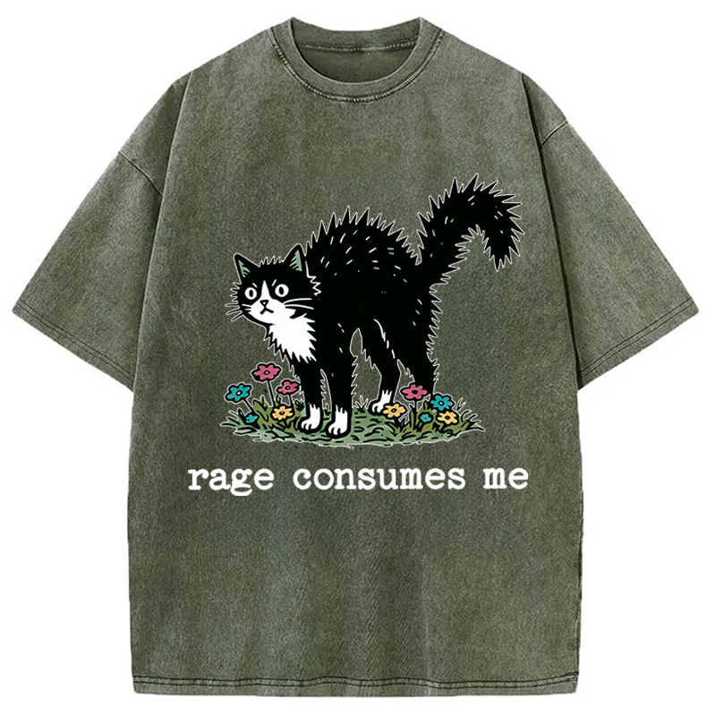Modecanvas Angry Tuxedo Cat DTG Printing Washed T-Shirt
