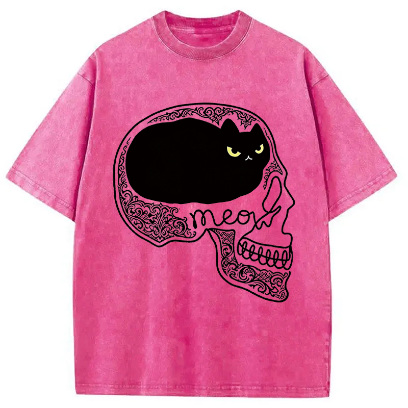 Modecanvas All I Can Think About Is Cat DTG Printing Washed T-Shirt