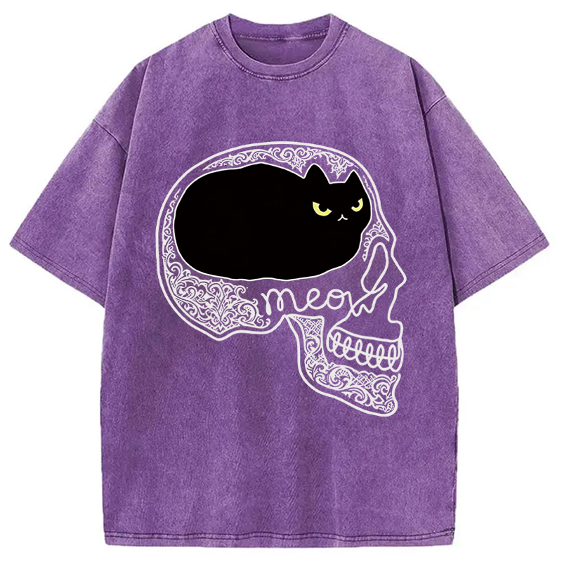 Modecanvas All I Can Think About Is Cat DTG Printing Washed T-Shirt