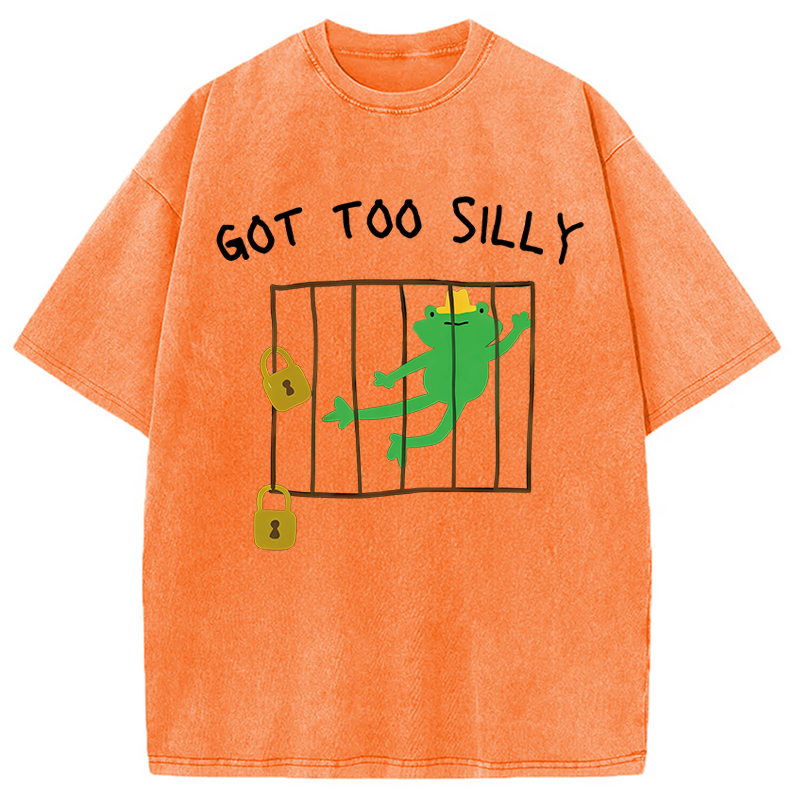 Modecanvas Got Too Silly Frog Meme DTG Printing Washed T-Shirt