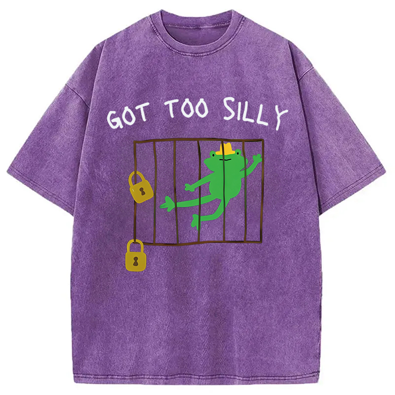 Modecanvas Got Too Silly Frog Meme DTG Printing Washed T-Shirt