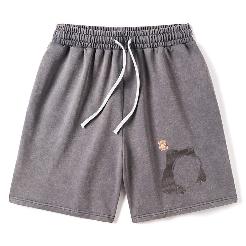 Modecanvas Matsumoto Hoji Woodblock Print Frog Washed Shorts