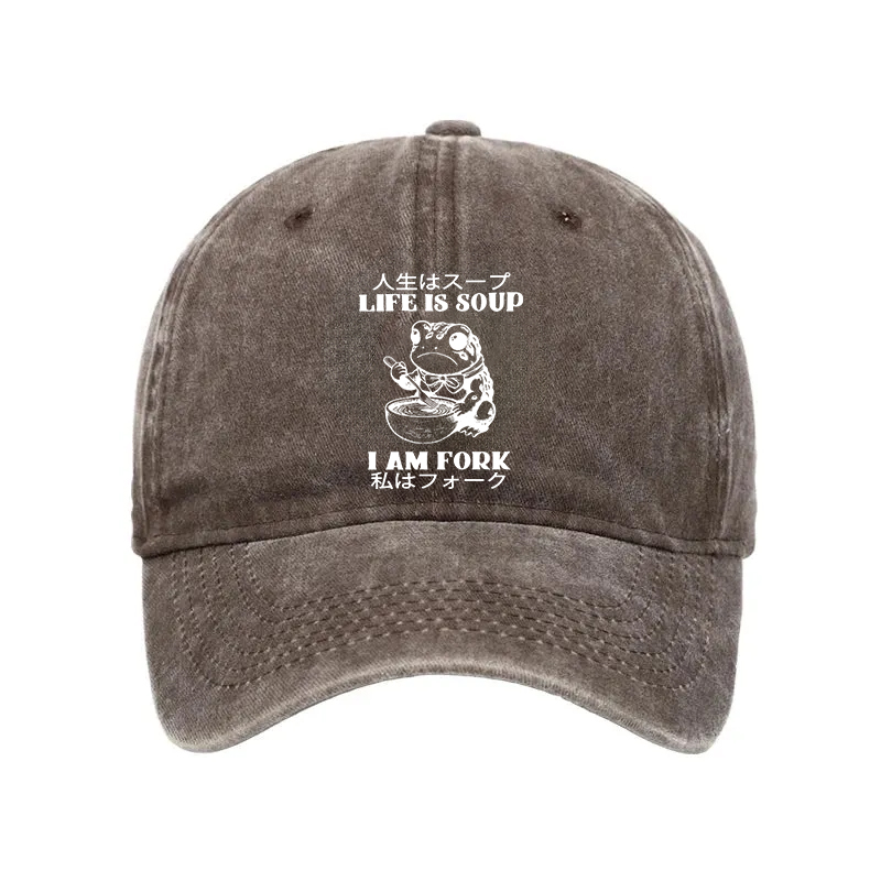 Modecanvas Life Is Soup I Am Fork Washed Cap-modecanvas