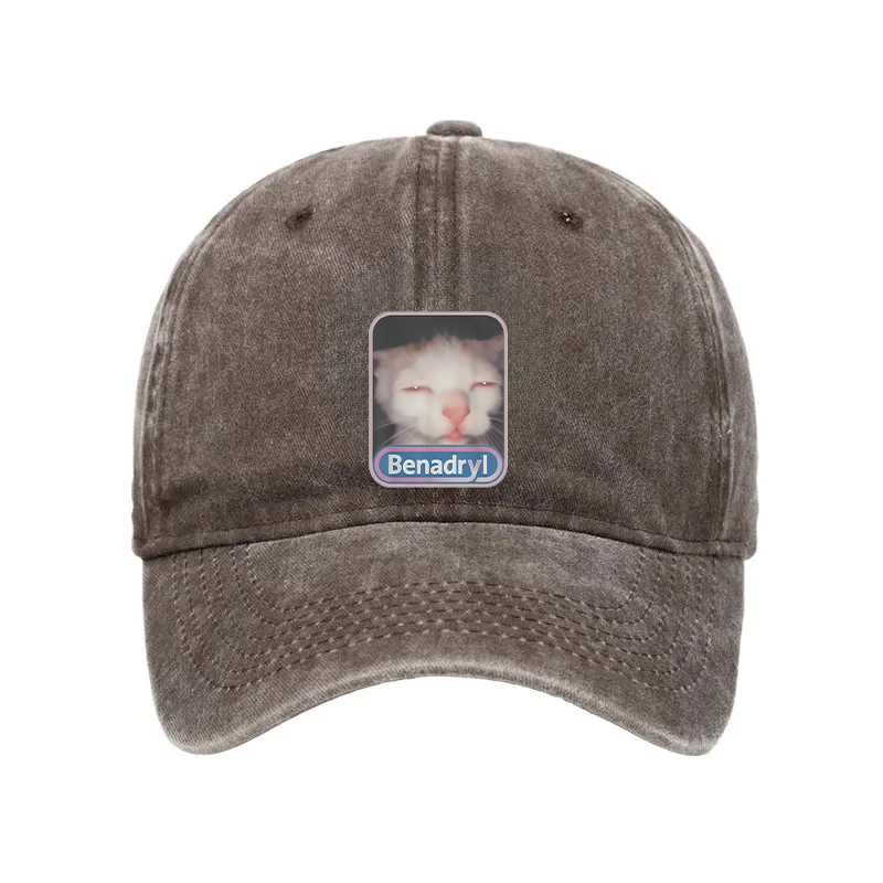 Modecanvas diphenhydramine Meme Cat Washed Cap For Sale
