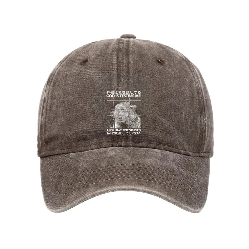 Modecanvas God Is Testing Me Washed Cap-modecanvas