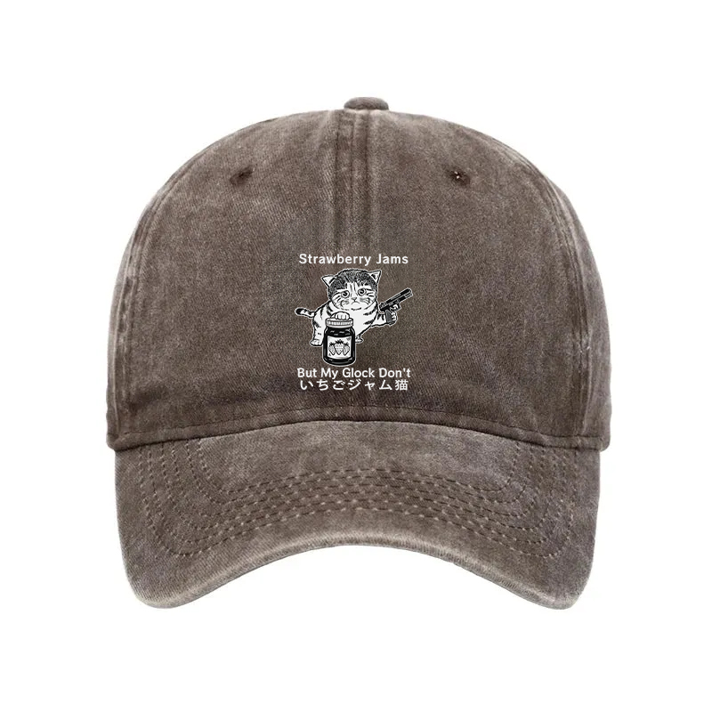 Modecanvas Strawberry Jam Cat Washed Cap-modecanvas