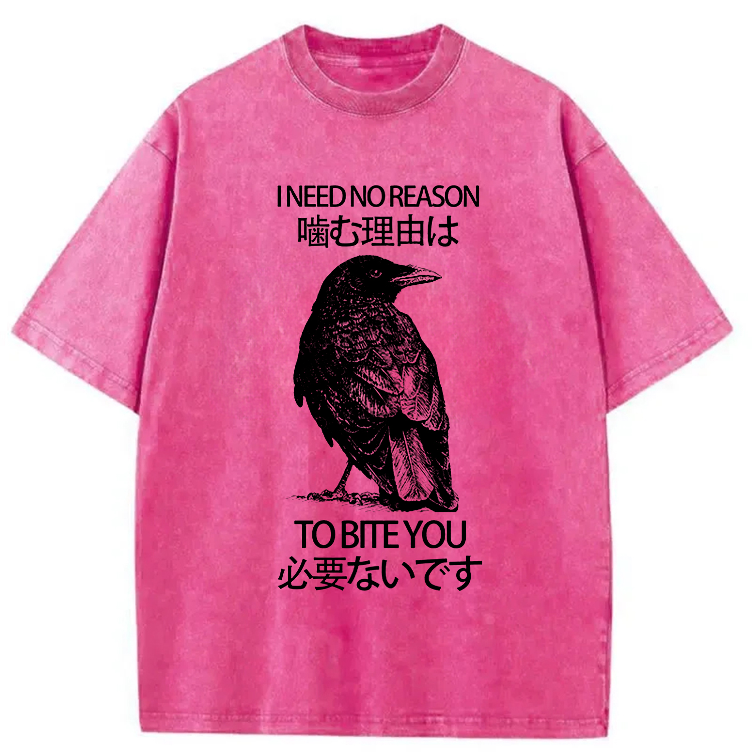 Modecanvas Crow Pecking People Washed T-Shirt