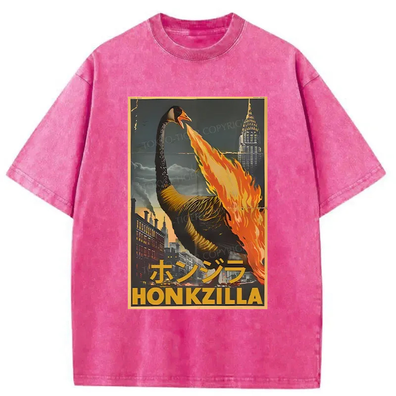 Modecanvas Funny Honkzilla Washed T-Shirt
