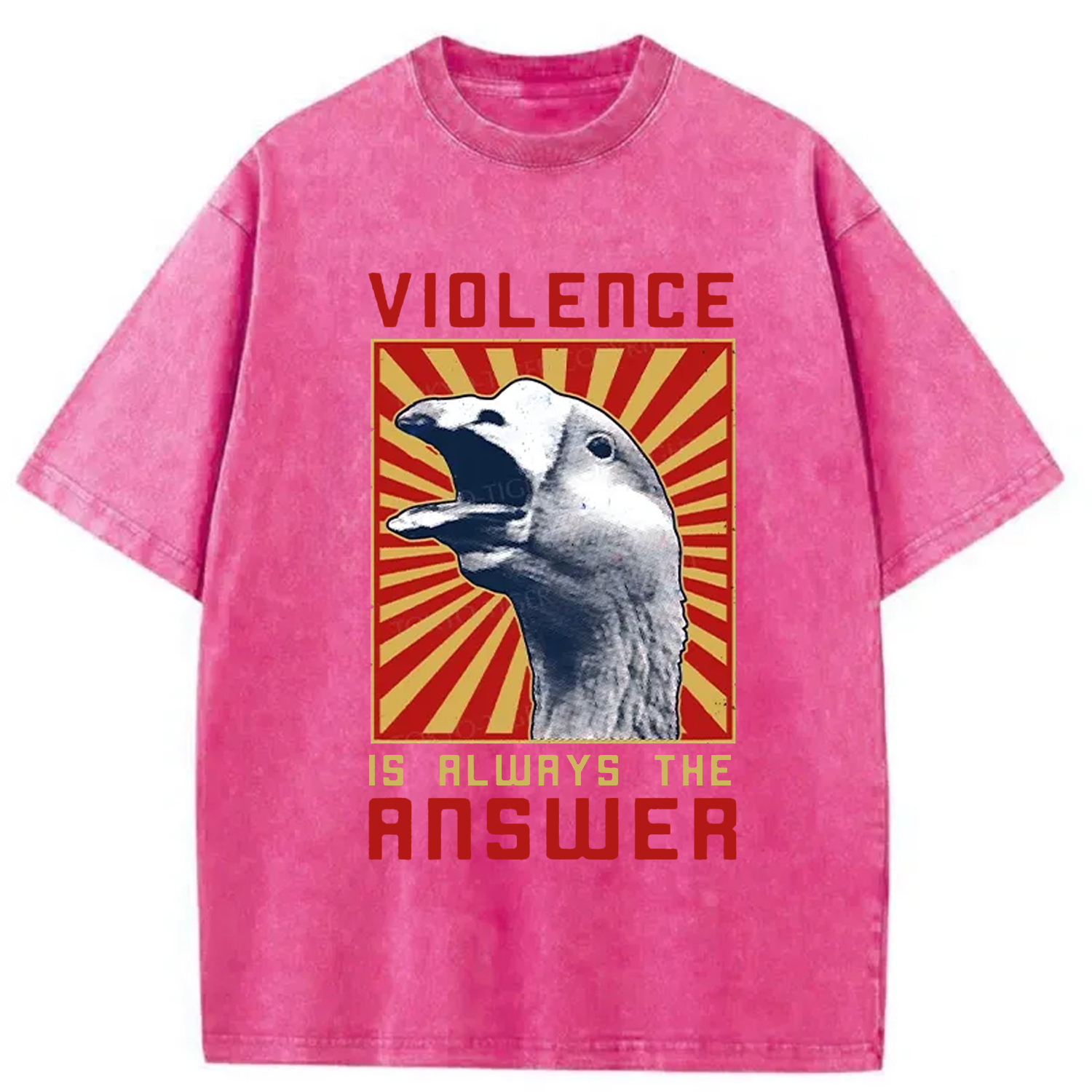 Modecanvas Violence Is Always The Answer Washed T-Shirt