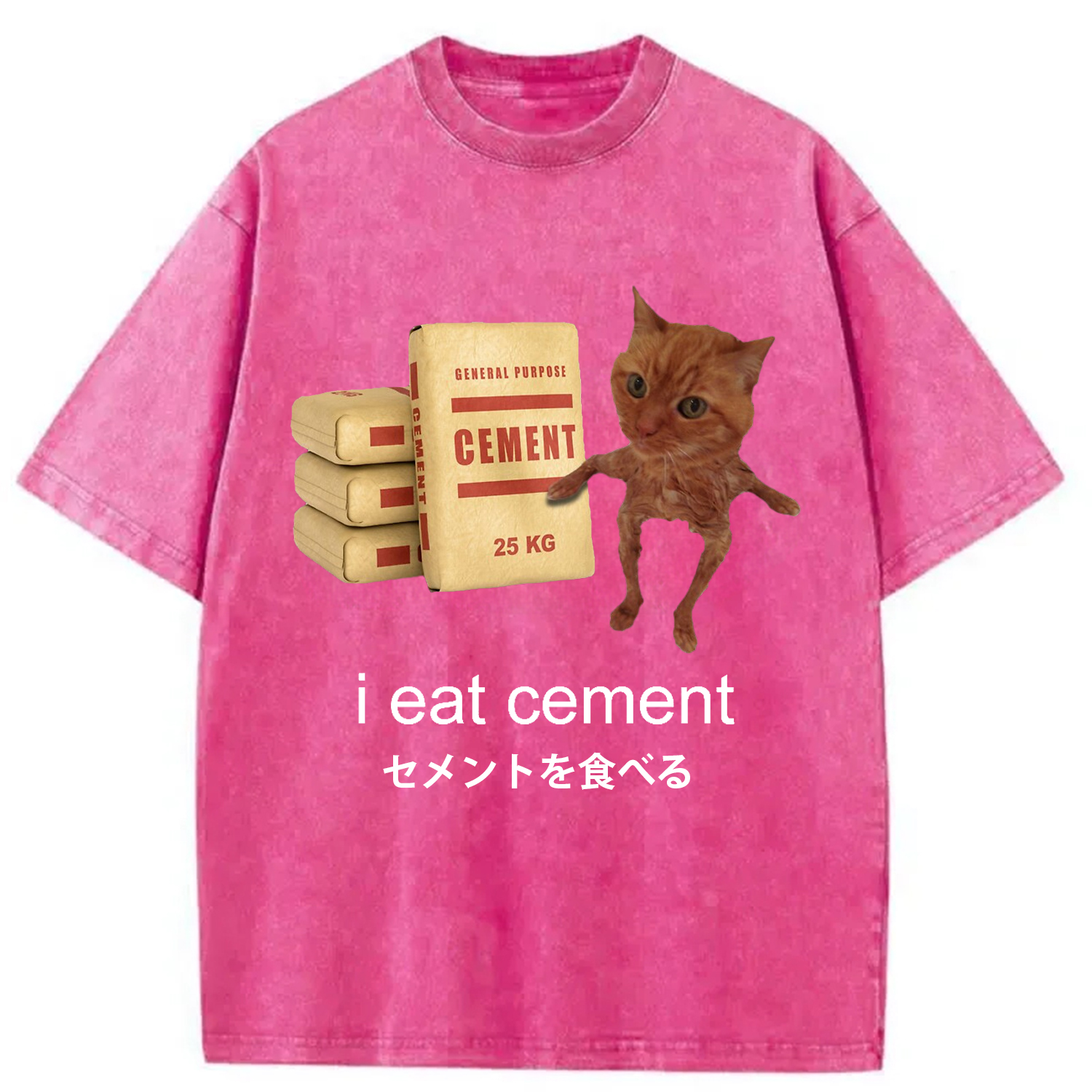 Modecanvas I Eat Cement Meme Washed T-Shirt-modecanvas