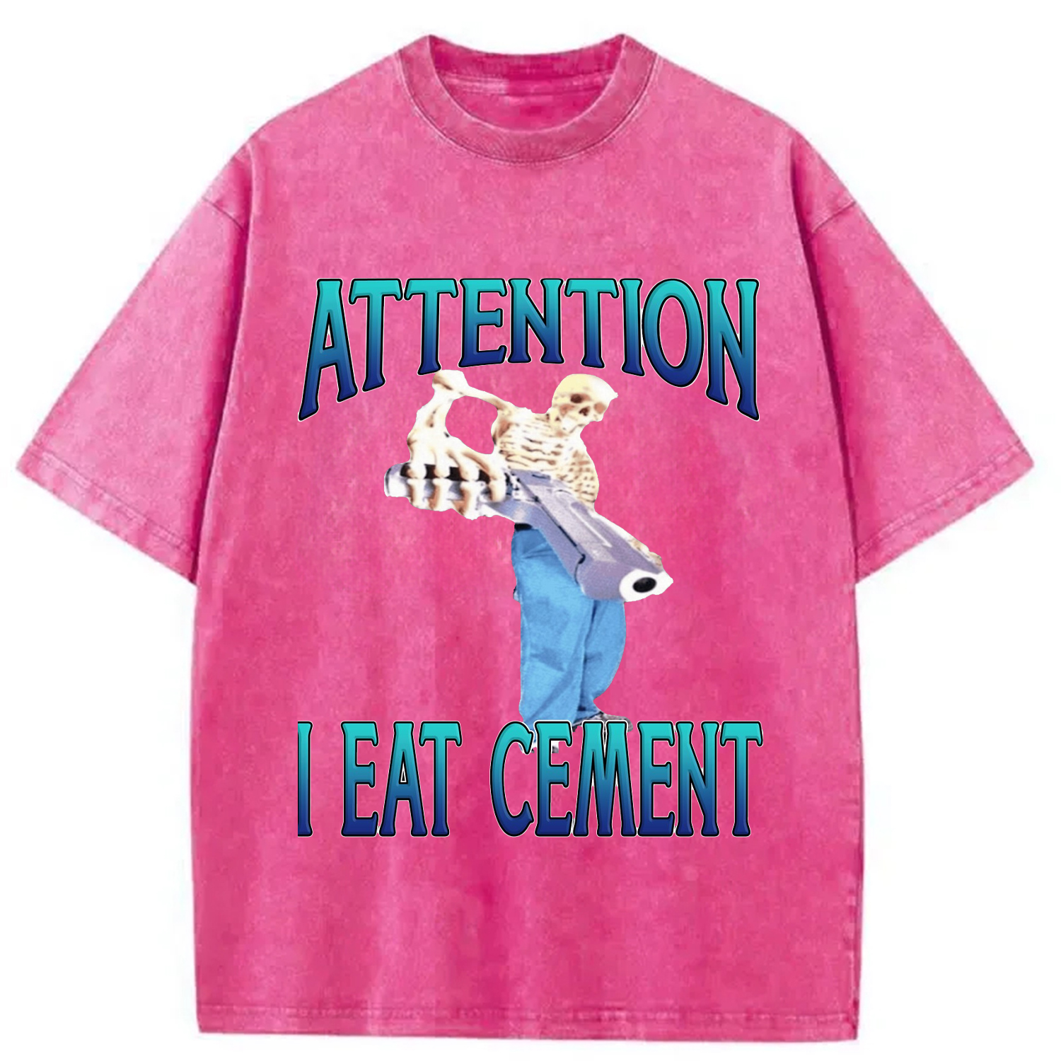 Modecanvas Attention I Eat Cement Washed T-Shirt