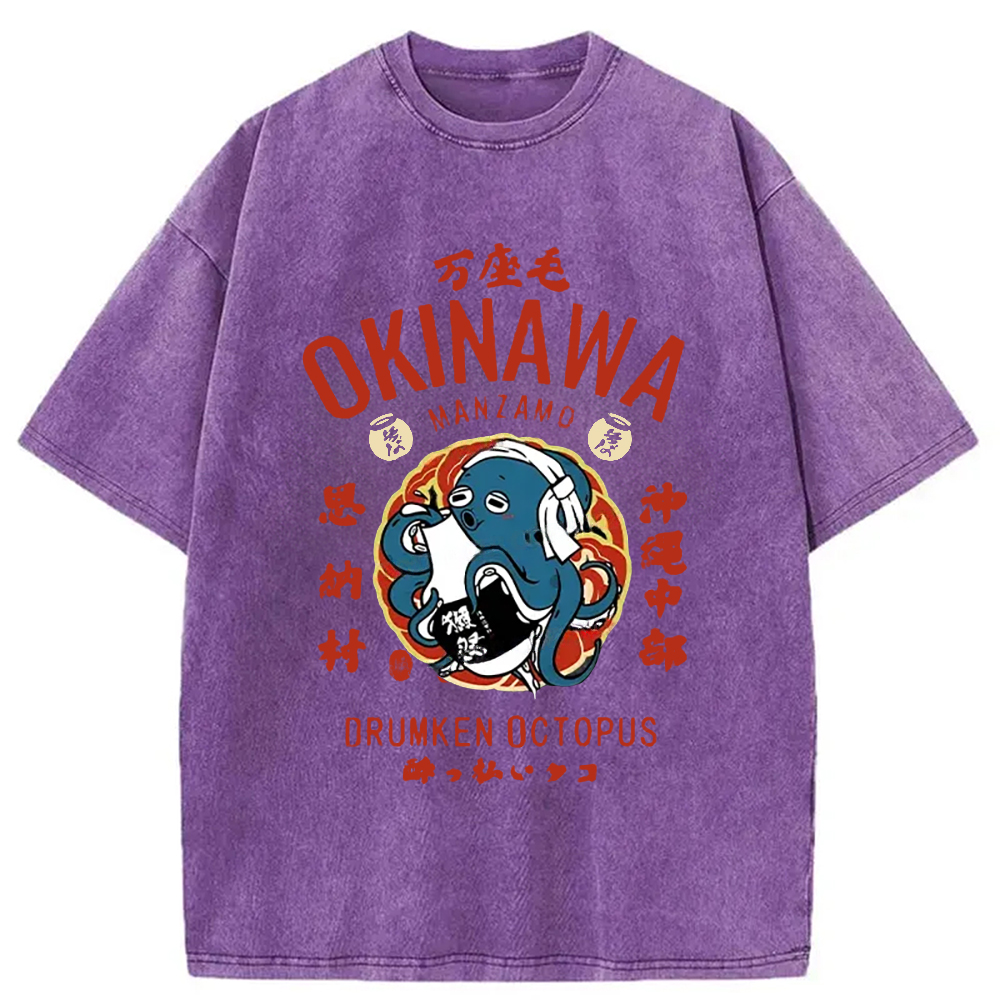 Modecanvas Okinawa Drunken Octopus Washed T-Shirt