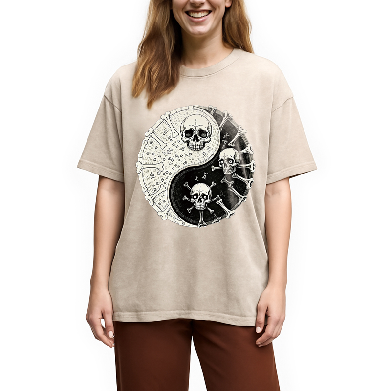 Modecanvas Duality Of The Grave DTG Printing Washed T-Shirt