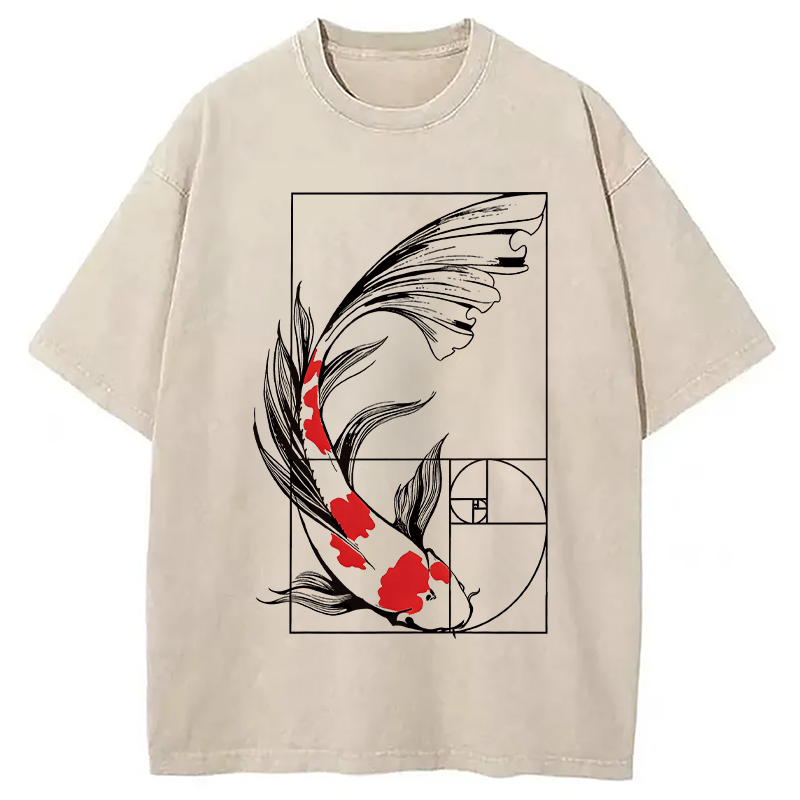 Modecanvas Golden Ratio Koi DTG Printing Washed T-Shirt