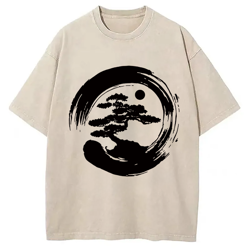 Modecanvas Zen Bonsai DTG Printing Washed T-Shirt