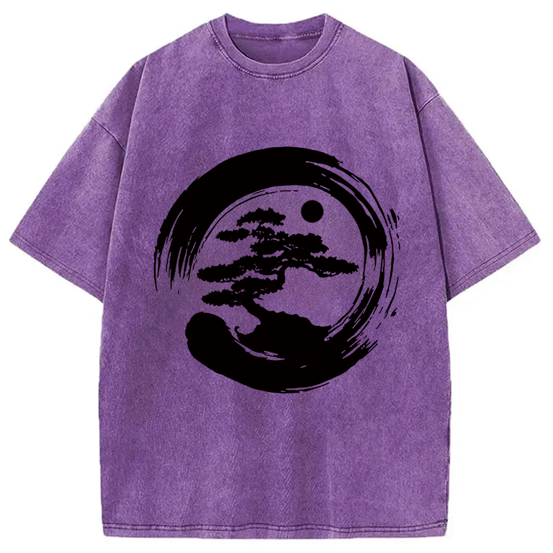 Modecanvas Zen Bonsai DTG Printing Washed T-Shirt