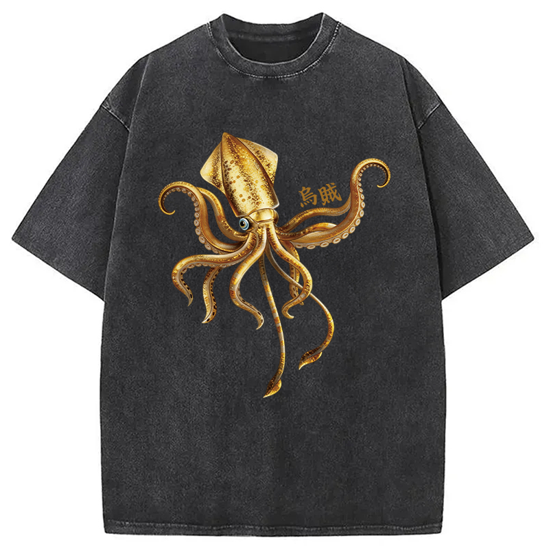 Modecanvas Squid Ink Painting DTG Printing Washed T-Shirt