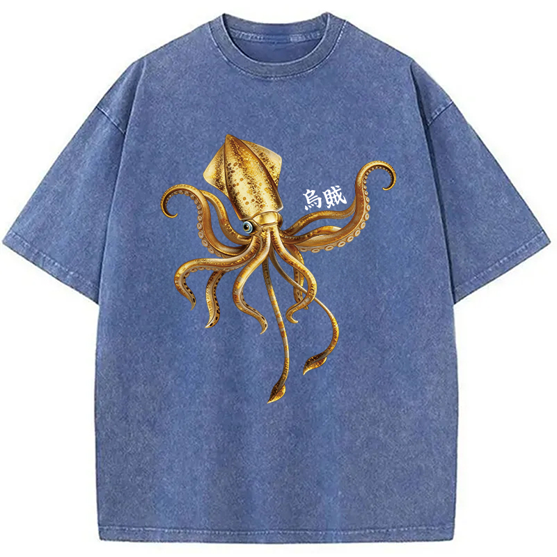 Modecanvas Squid Ink Painting DTG Printing Washed T-Shirt