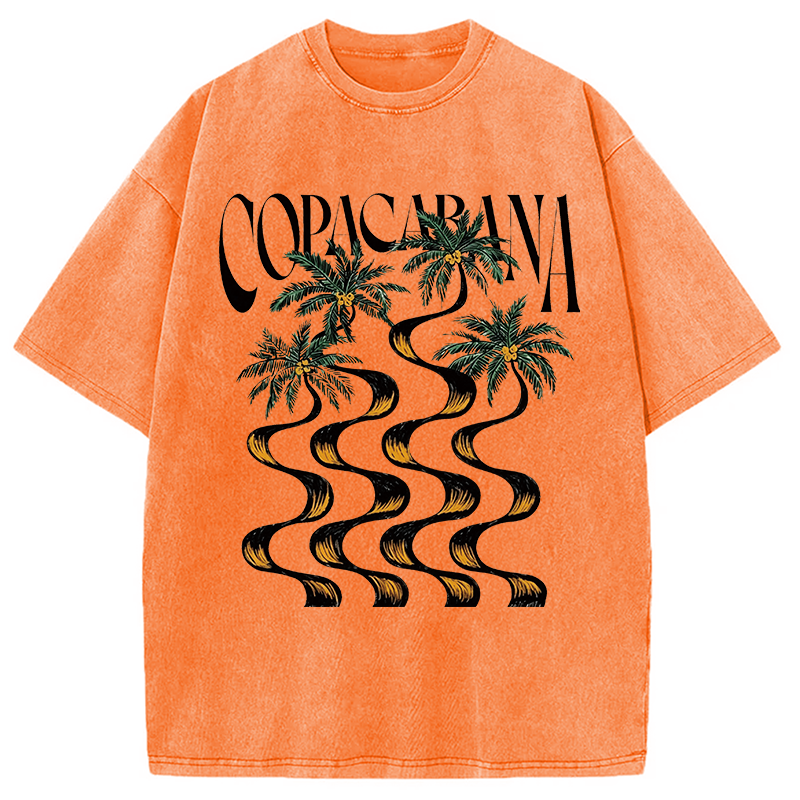 Modecanvas Copacabana Palm Tree DTG Printing Washed T-Shirt