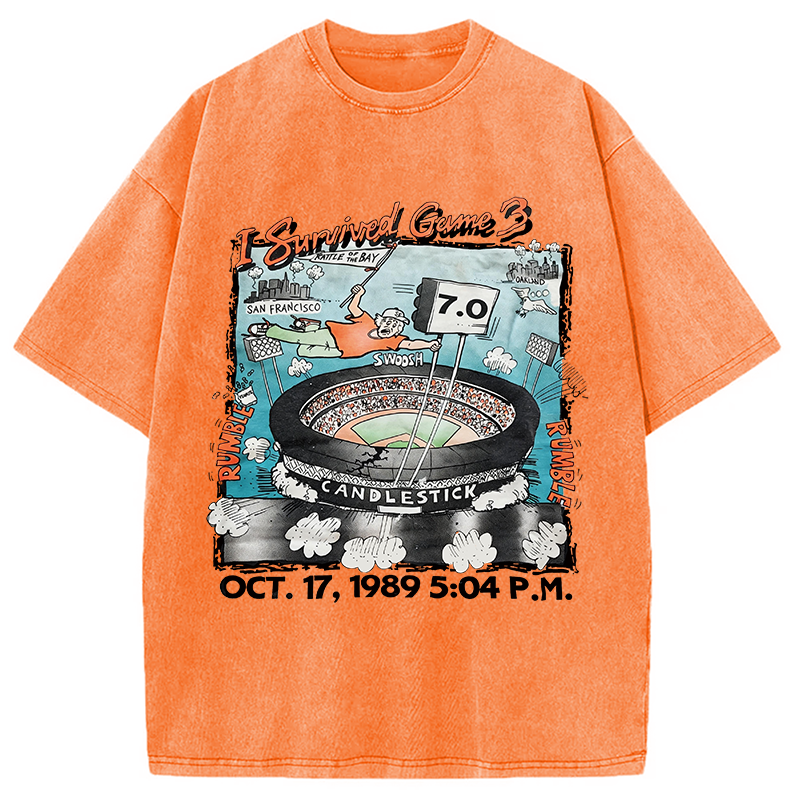 Modecanvas I Survived Game 3 Rattle Of The Bay DTG Printing Washed T-Shirt