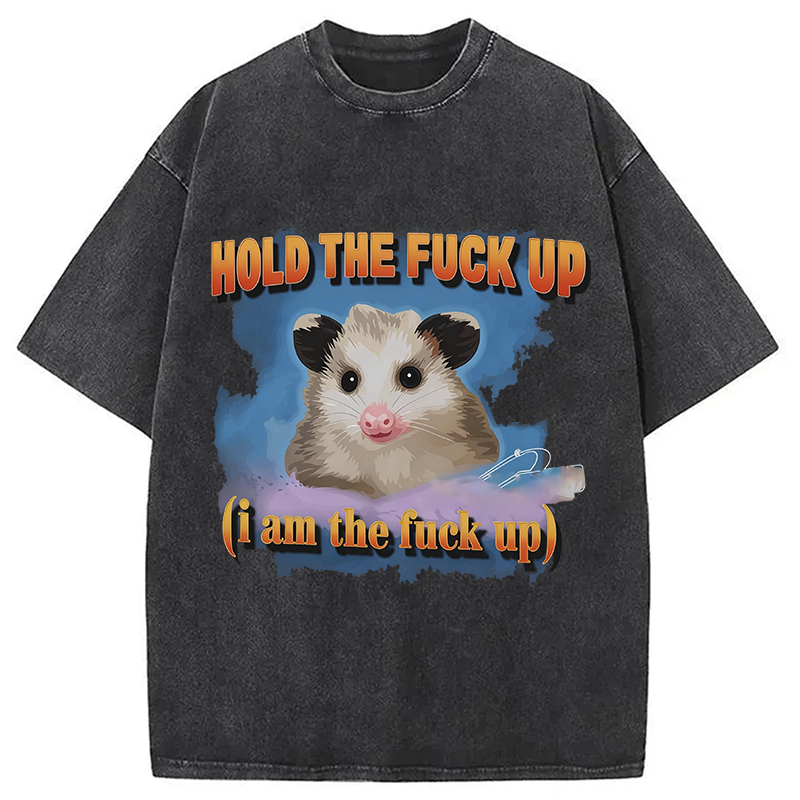 Modecanvas Hold The Possum Up DTG Printing Washed T-Shirt