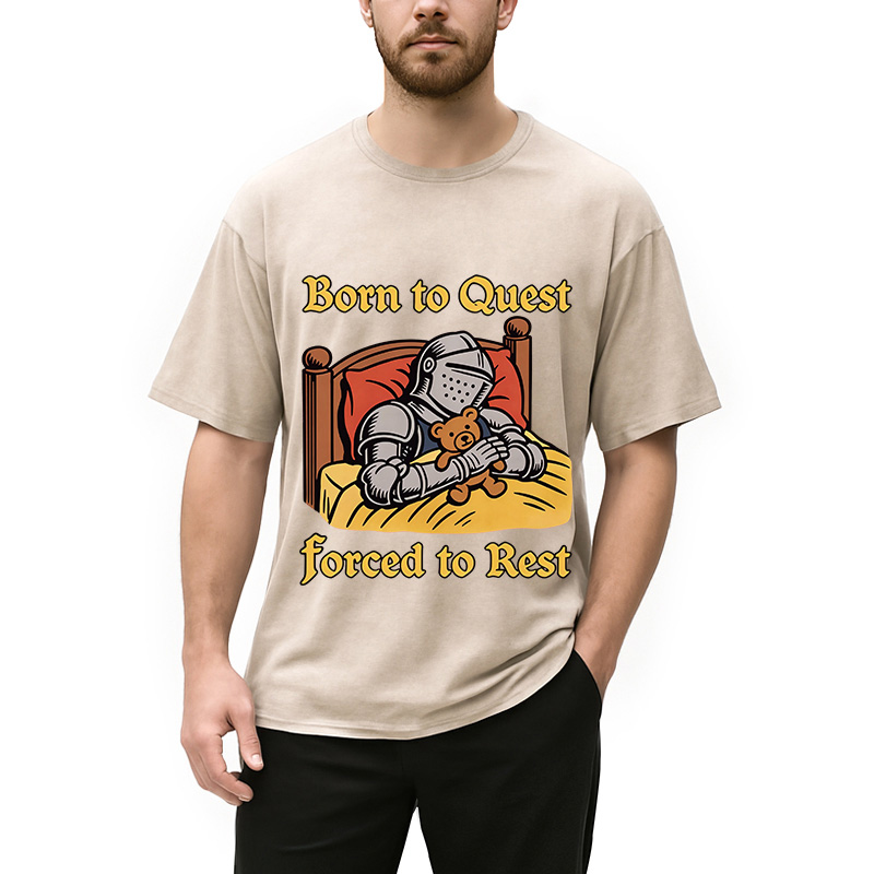 Modecanvas Born to Quest Forced to Rest DTG Printing Washed T-Shirt