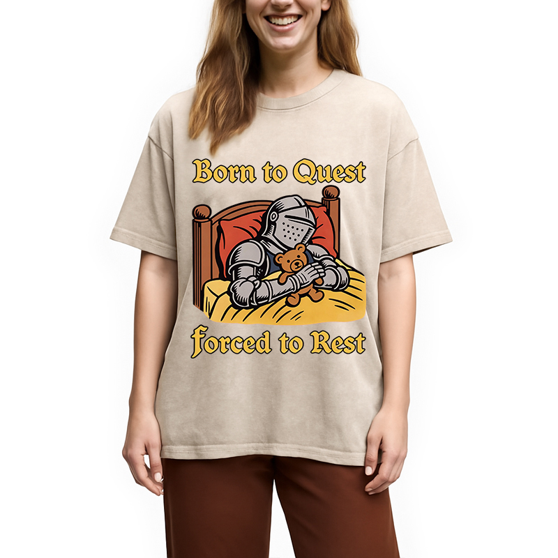 Modecanvas Born to Quest Forced to Rest DTG Printing Washed T-Shirt