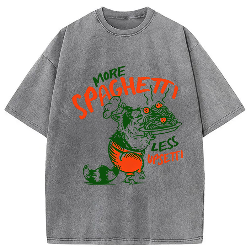 Modecanvas More Spaghetti Less Upsetti Raccoon DTG Printing Washed T-Shirt
