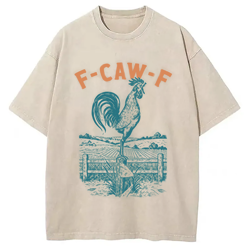Modecanvas Funny Rooster Meme DTG Printing Washed T-Shirt