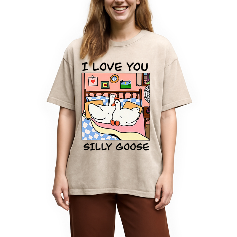 Modecanvas I Love You DTG Printing Washed T-Shirt