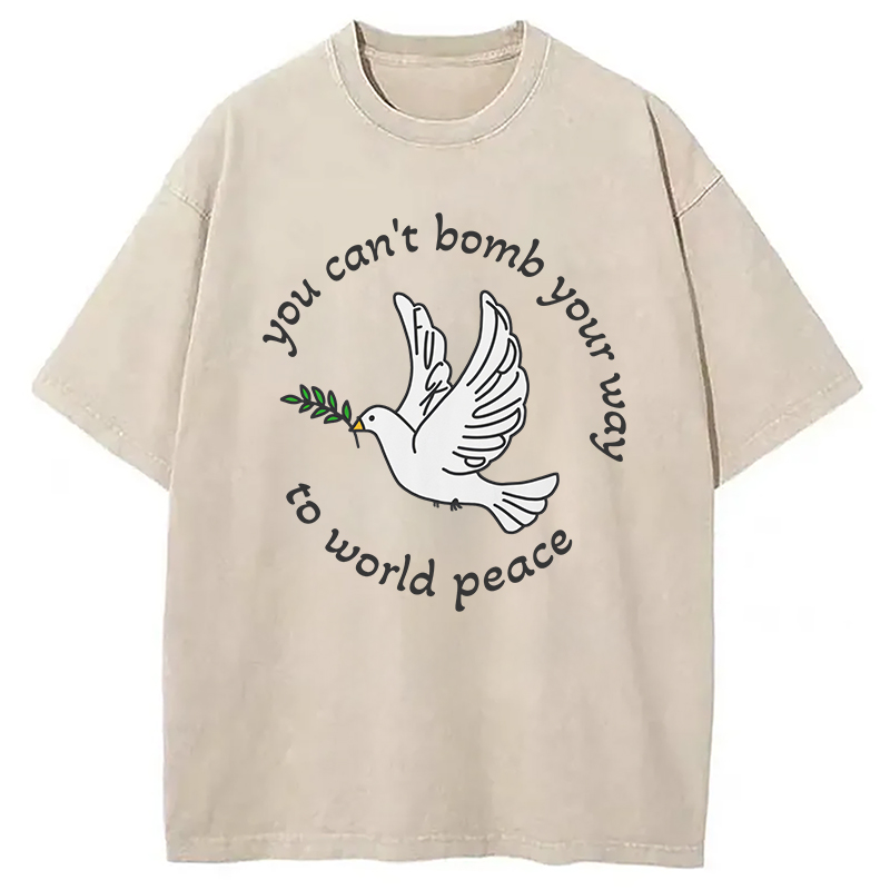 Modecanvas Bombs for World Peace DTG Printing Washed T-Shirt