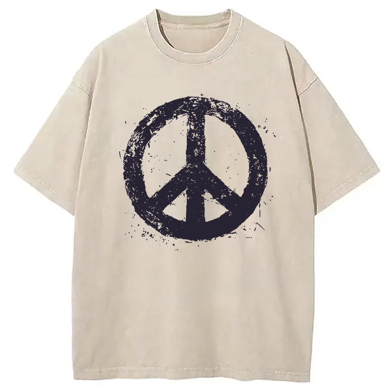 Modecanvas Peace Sign DTG Printing Washed T-Shirt