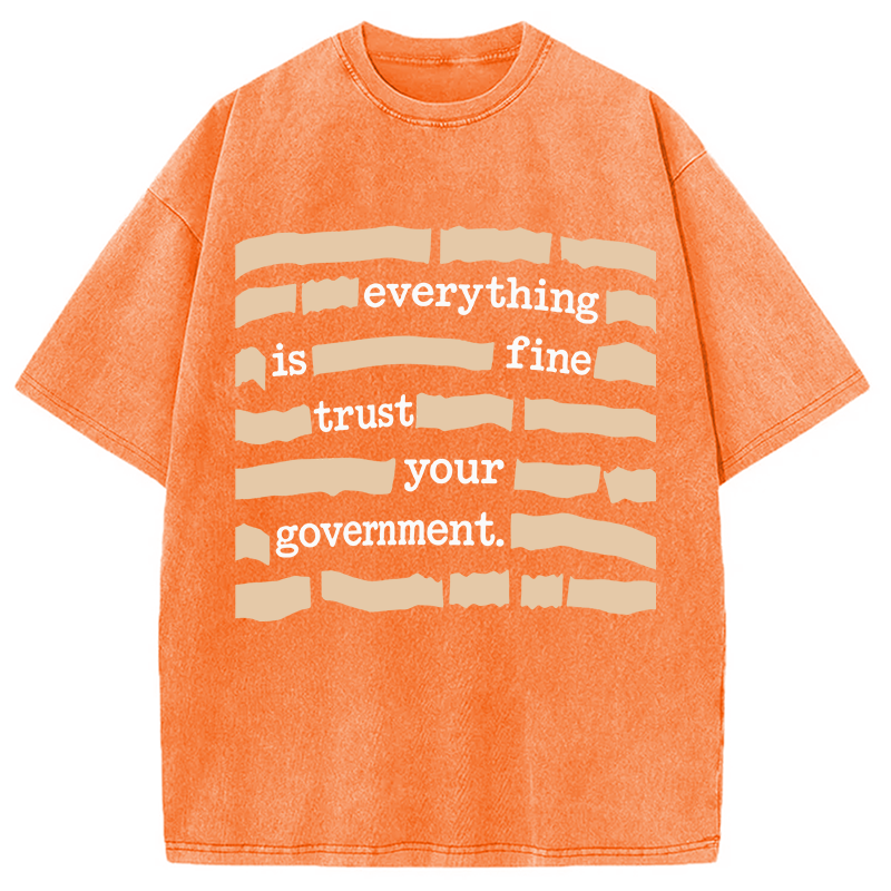 Modecanvas Everything is Fine Meme Washed T-Shirt-modecanvas