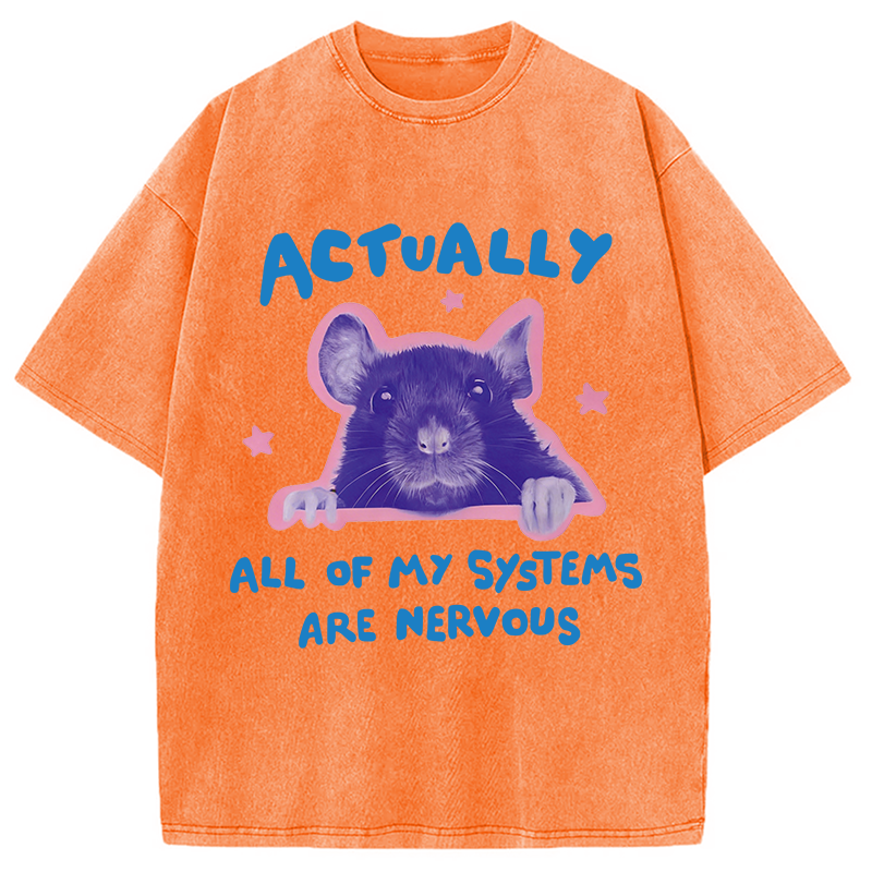 Modecanvas Actually All Of My Systems Are Nervous DTG Printing Washed T-Shirt
