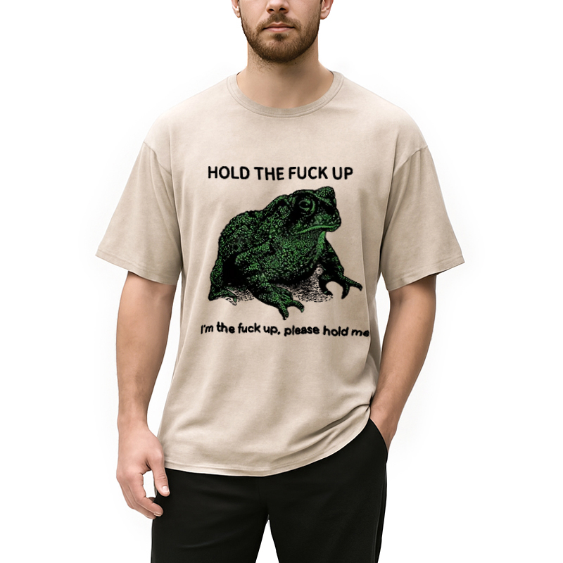 Modecanvas Funny Frog Meme Washed T-Shirt