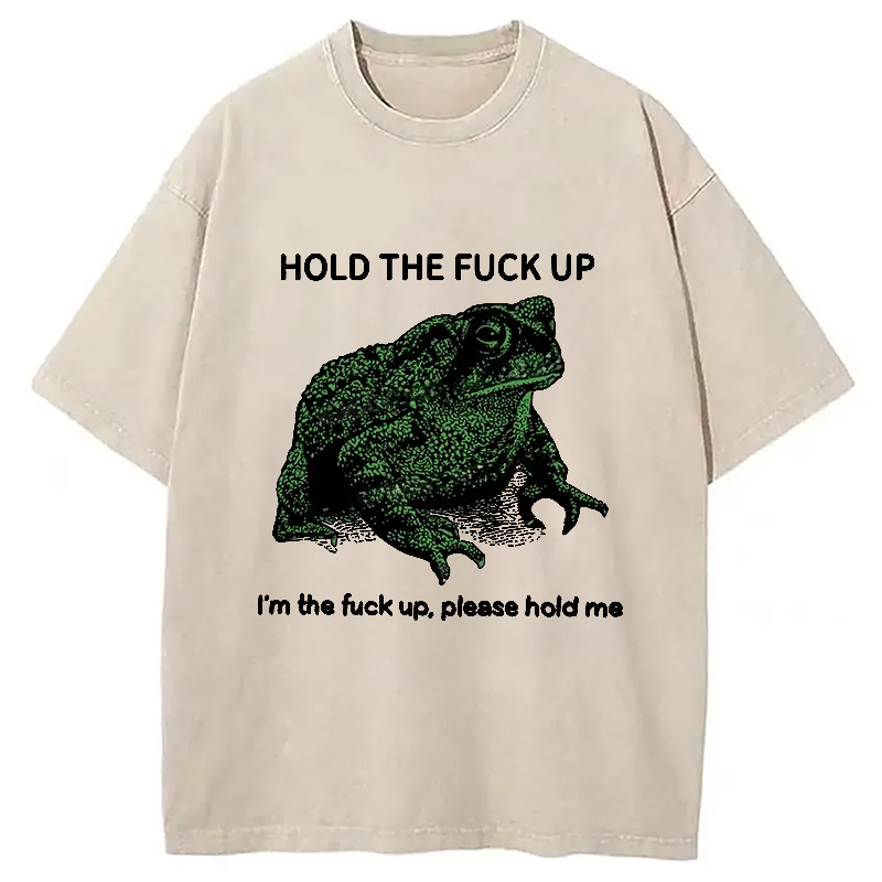 Modecanvas Funny Frog Meme Washed T-Shirt