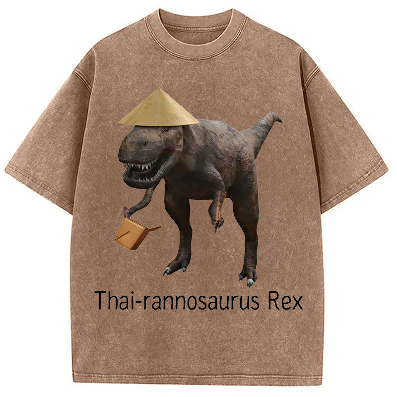 Modecanvas Thai-rannosaurus Rex DTG Printing Washed T-Shirt