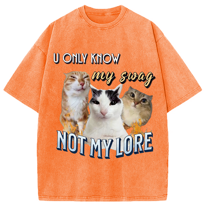 Modecanvas U Only Know Cat Meme DTG Printing Washed T-Shirt
