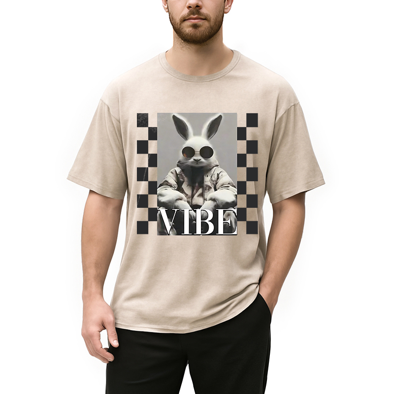 Modecanvas Bunny Vibe Easter DTG Printing Washed T-Shirt