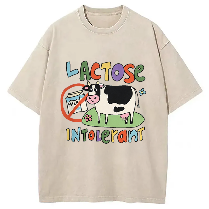 Modecanvas Lactose Intolerant Funny Meme DTG Printing Washed T-Shirt