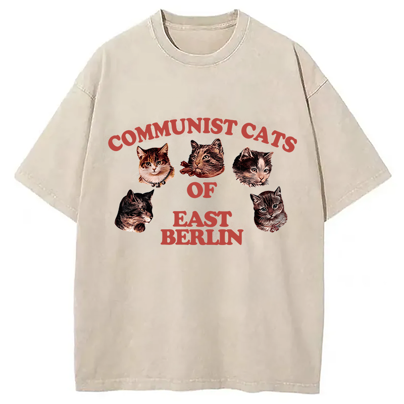 Modecanvas Communist Cats Of East Berlin DTG Printing Washed T-Shirt