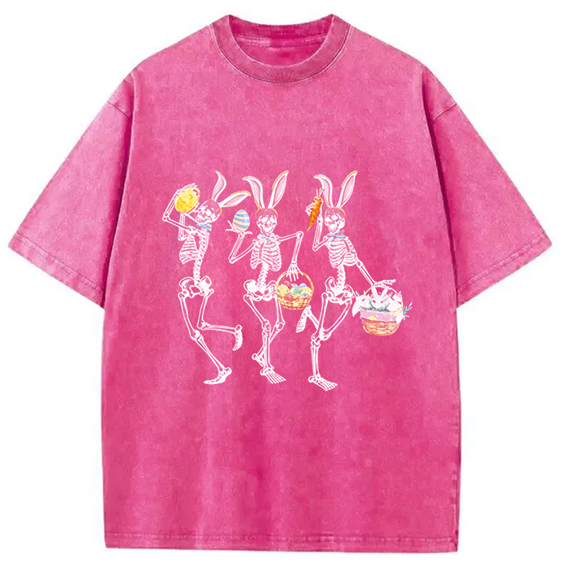Modecanvas Easter Dancing Skeleton DTG Printing Washed T-Shirt