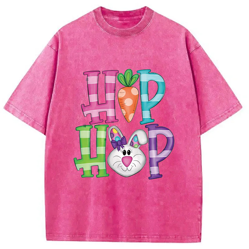 Modecanvas Hip Hop Easter Bunny DTG Printing Washed T-Shirt