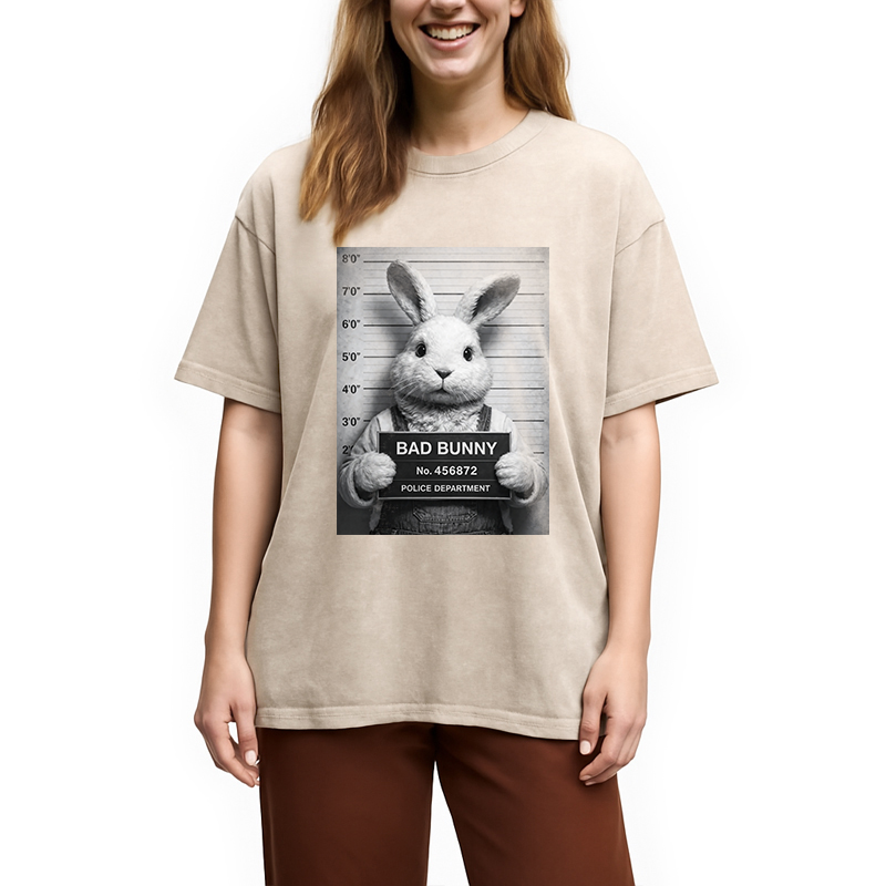 Modecanvas Bad Bunny DTG Printing Washed T-Shirt