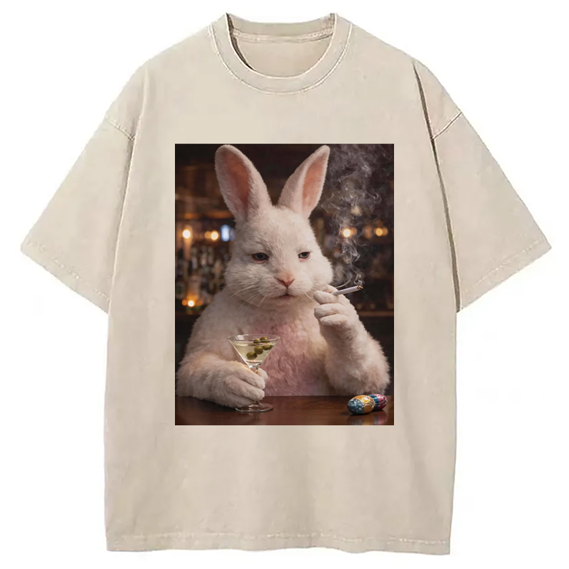 Modecanvas Unhinged Easter Bunny DTG Printing Washed T-Shirt
